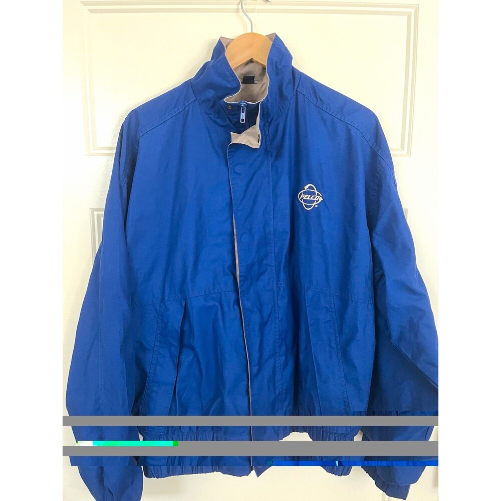 Vintage King Louie Men's Blue Windbreaker Jacket Full Zip Pelco Logo Medium